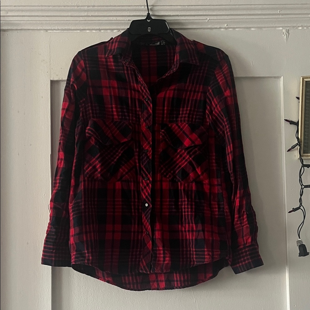 Zara Red and Black Plaid Shirt